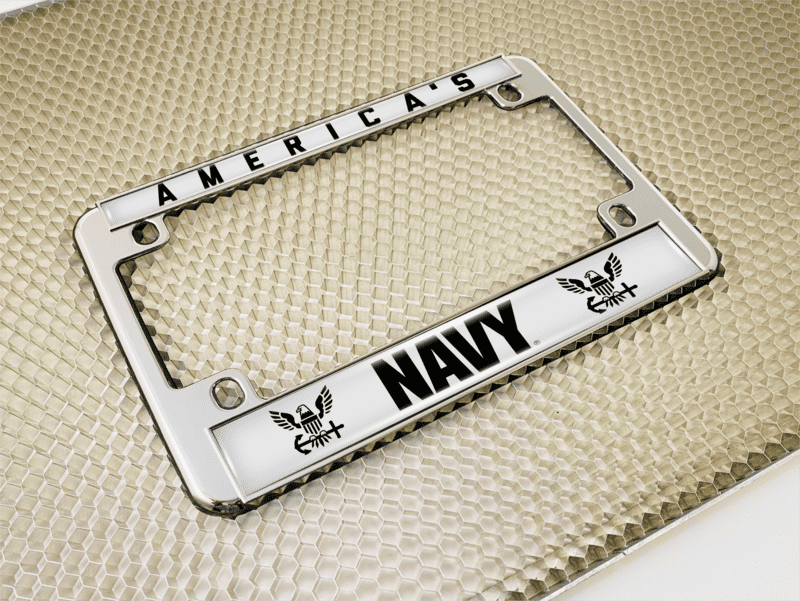 America's Navy - Motorcycle Metal License Plate Frame (wb)